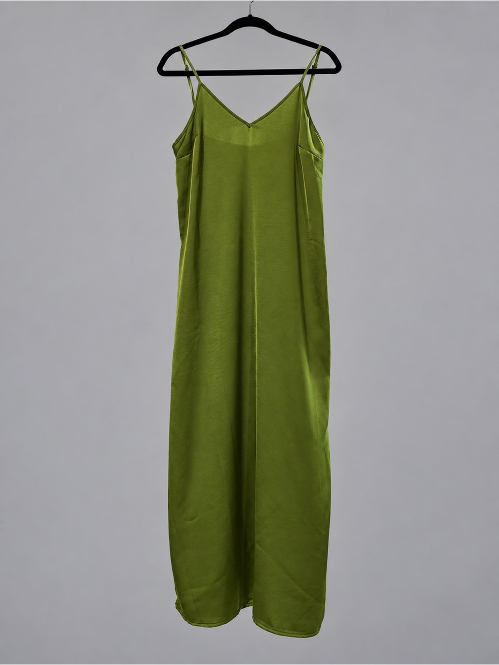 Olive Green Spaghetti Strap Slip Maxi Dress